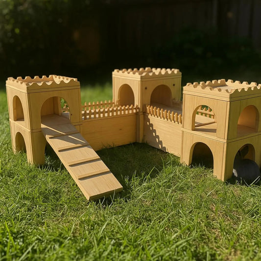 DIY Rabbit Castle Playground – Modular 3-Tower Bunny Playhouse with Ramps & Bridges | Digital Woodworking Plan