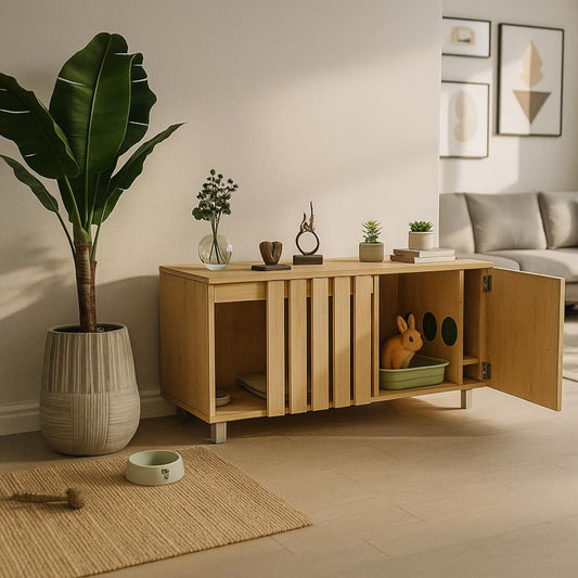 DIY Indoor Bunny Hutch Plan: Furniture-Style Rabbit Cage with Feeder